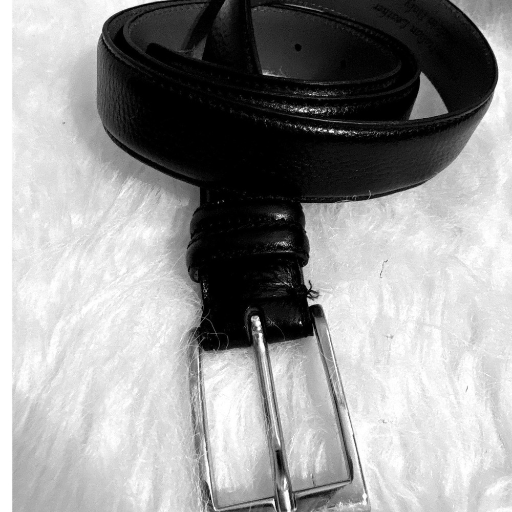 Joseph Abboud Belt Mens 36 Classic Black Italian Leather Silver Buckle